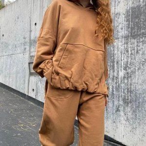 Hoi Bo - Terry A.D.C (All-day-cozy) Drop pant In Toffee - Size Large